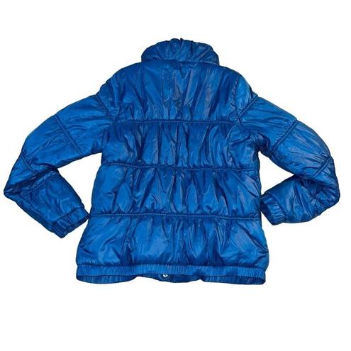 Adidas Originals Womens Puffer Jacket Winter Coat Full Zip High Collar Blue XL