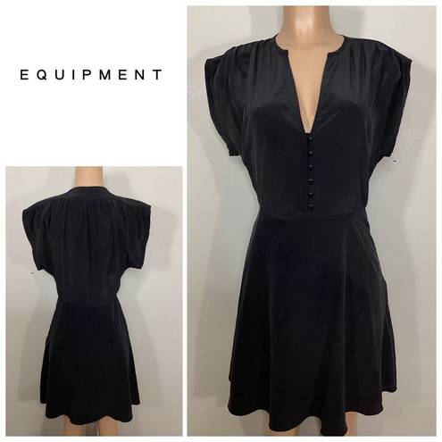 Equipment New.  black silk fit and flair dress. Small. Retails $398