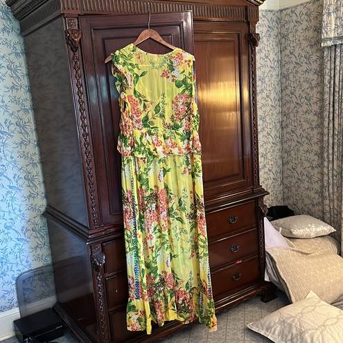 Tracy Reese  Plenty Anthropologie silk flowy dress xl extra large floral sheer