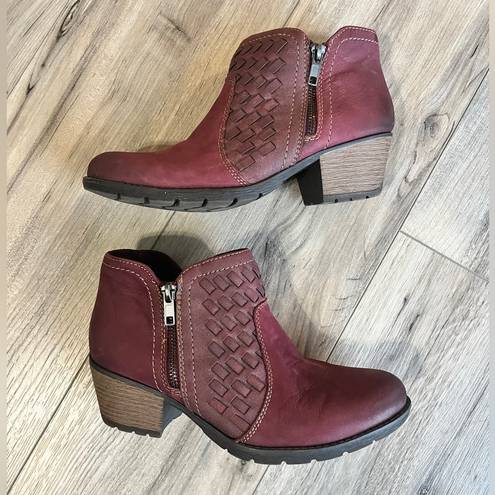 Earth Origins  Oakland Alexis Ankle Boots Merlot Red Leather 7.5 W