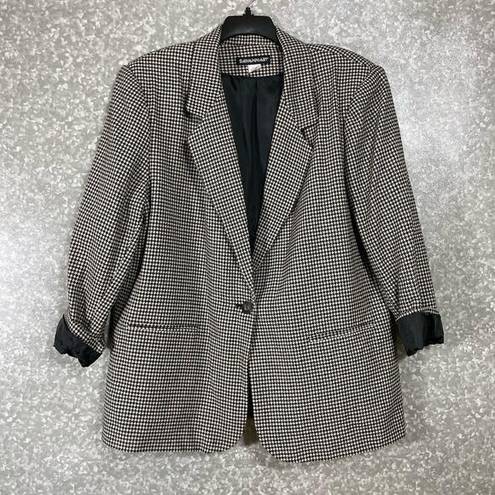 Houndstooth Savannah Women's Vintage Plus Size  Blazer - Size 22W - Preppy Twee