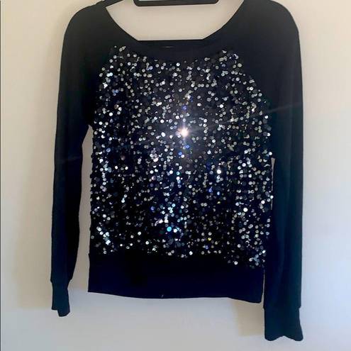 Delia's Delia’s Black Sequined Long Sleeve Pullover Sweatshirt