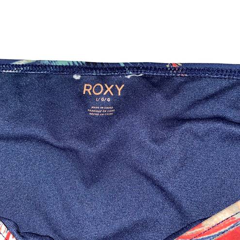 Roxy  Blue Tropical Hawaiian Floral Swim Bathing Suit Bottoms Women's Size Large