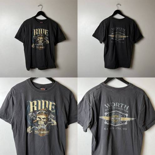 Harley Davidson 2012  Ride Kansas City Mo T Shirt Black Large L Graphic Tee Solid