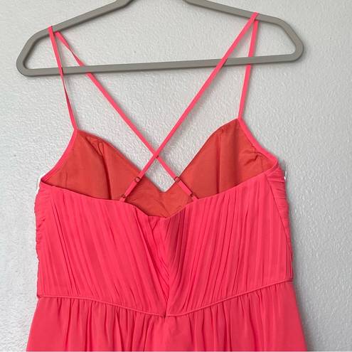 Shoshanna NWT  Carine 100% Silk Bright Pink Spaghetti Strap Mini Dress Size 10