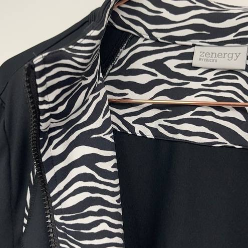 Chico's ZENERGY CHICO’S BLACK WITH ZEBRA PRINT JACKET