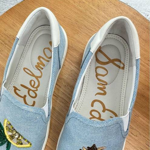 Sam Edelman  Evelina Sequin Beaded Pineapple Lemon Slip On Sneakers Blue 8