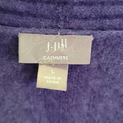 J.Jill  Purple 100% Cashmere Open Front Ribbed Women's Cardigan Size Large