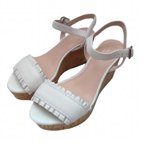 Kate Spade White Tomas Wedge Sandals Size: 8.5