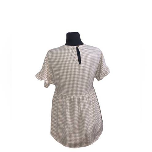 Petal and Pup  Babydoll Checkered Blouse Ruffle Sleeves