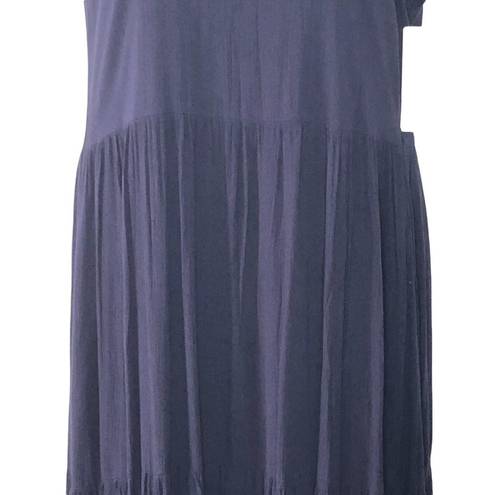 Karen Kane  - Spring Dresses II - Crush MIDI Dress Navy Blue Crinkle Tiered NWT