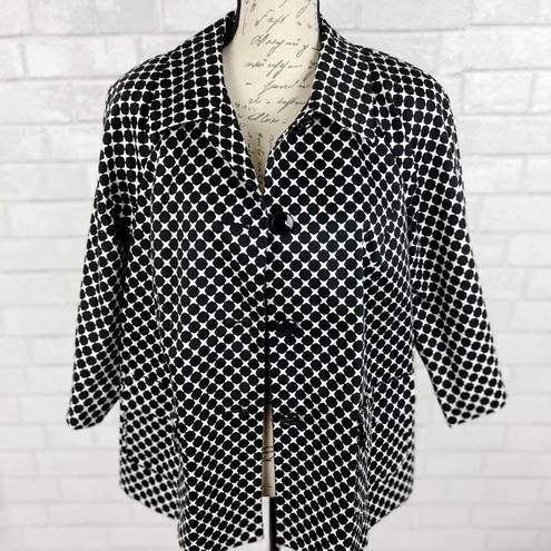 Talbots  Black & White Geometric Fully Lined Career Blazer Jacket Womens Size 12