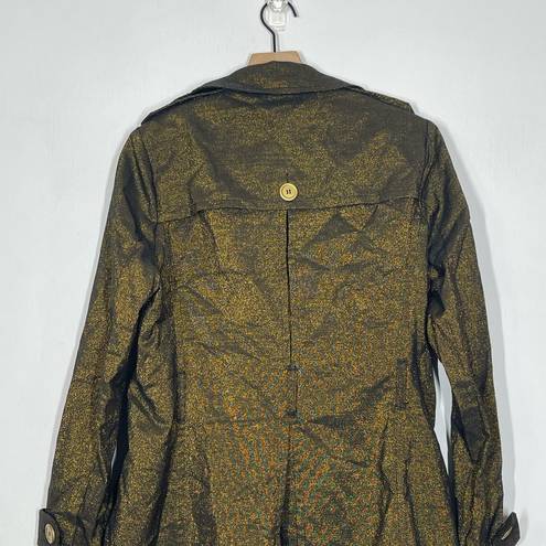 Wet Seal NEW  Vintage Y2K Trench Coat L Gold Metallic Double Breasted Deadstock