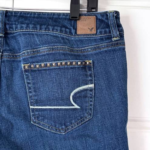 American Eagle  Artist Crop Jeans 14 Womens Studs Stretch Medium Wash Denim Ankle