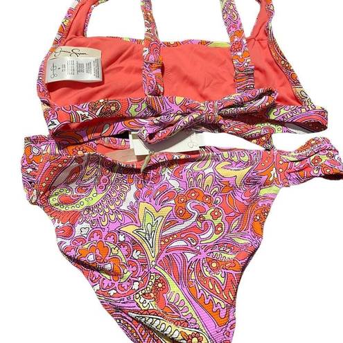 Jessica Simpson NEW  Flower Printed Retro Hipster Bikini Small / S Swimsuit 2 Pc