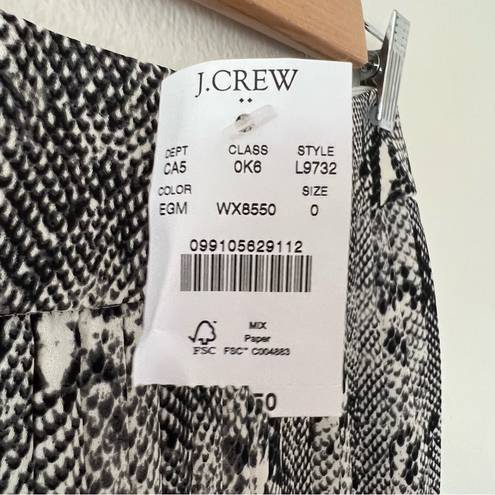 J.Crew NWT  Factory Sz O Womens Snakeskin Print Pleated Midi Skirt Black Cream