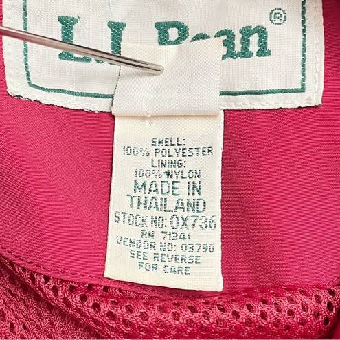 L.L.Bean  Hooded Raincoat Red Lightweight Spring Coat Jacket Size LP Large Petite