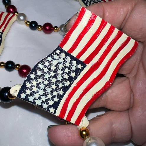 Vintage Mardi Gras American Flag Bead Red