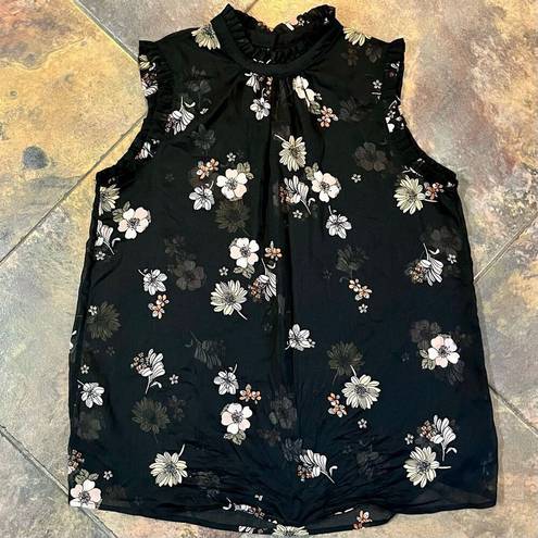 Who What Wear  Floral Sleeveless High Neck Blouse Large