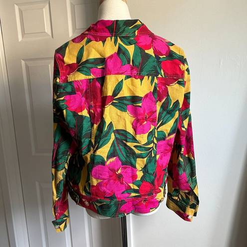 Krass&co Jones &  Pink Yellow Green Tropical Floral Button Down Jacket