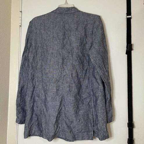 Mango  MNG casual blue linen oversize blazer jacket size women small