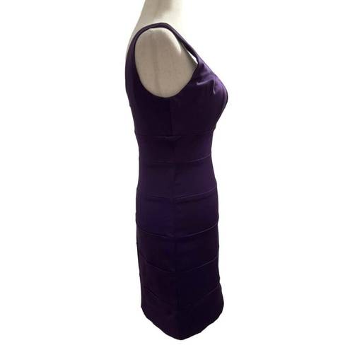 Bisou Bisou  Women Size 4 Purple Party Dress Bodycon Built-in Bra Satin H1-668