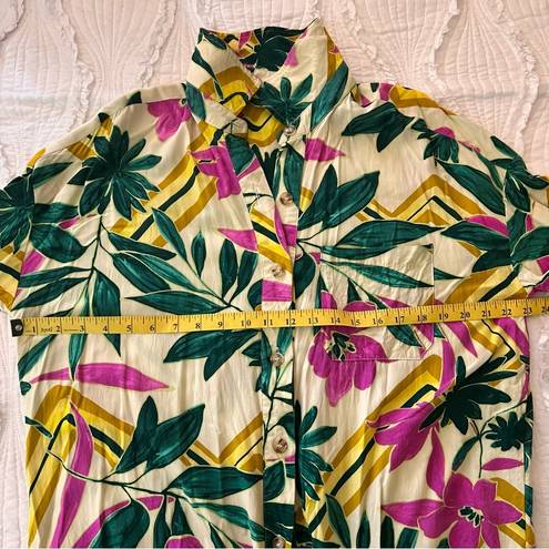 Dress Forum  Tropical Floral Button Down Dress Long‎ Sleeve Sz M