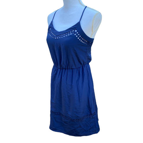 Aryn K  Blue Silk Dress Racerback Fit And Flare Women's Size Extra Small