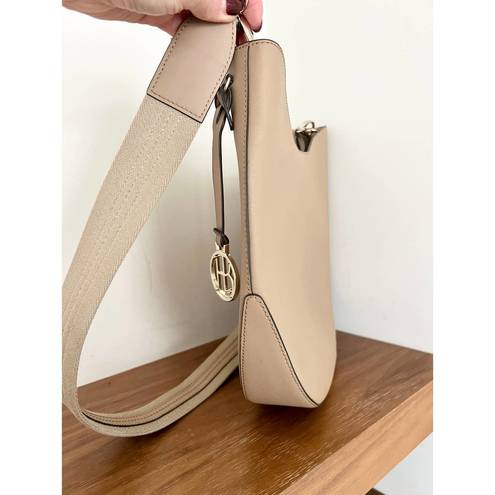 Henri Bendel Leather Crossbody Hobo Bag Beige Women's