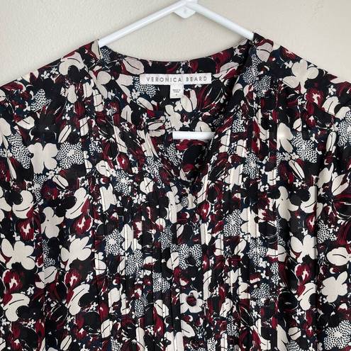 Veronica Beard Goldie Floral Silk Tuxedo Blouse (Size 4)