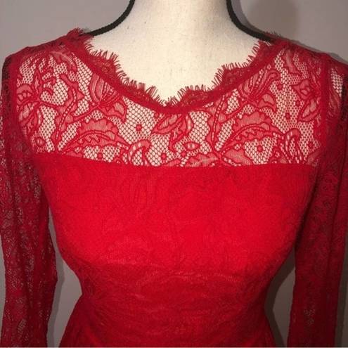 Juicy Couture  Delicate Lace Sheer Layered Party Dress Lipstick Red Size 2