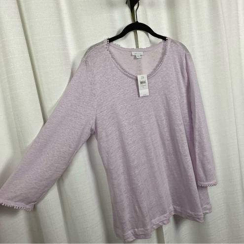 J.Jill  Love Linen Pale Orchid Linen Sweater Sz.L NWT