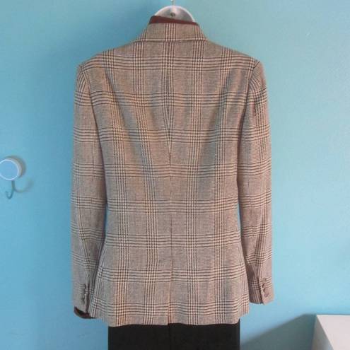 Polo  Ralph Lauren VINTAGE Silk Blazer Womens Size 10 Glen Plaid Houndstooth