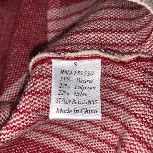 Pink Lily Womens Sweater Size Small burgundy Striped Mock Neck Poncho Pullover