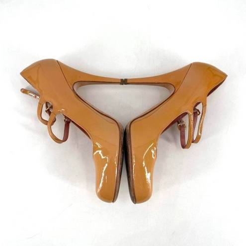 36.5 Mui Mui Women's Patent Leather Double Ankle Strap Heel Butterscotch Size 