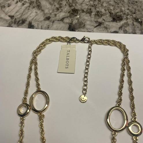 Talbots  Gold Tone Faux Pearl Statement Necklace NWT Double Strand