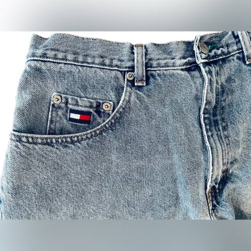 Tommy Hilfiger Tommy Jeans Vintage 90s Blue High Rise Raw Hem Distressed Denim Mini Shorts