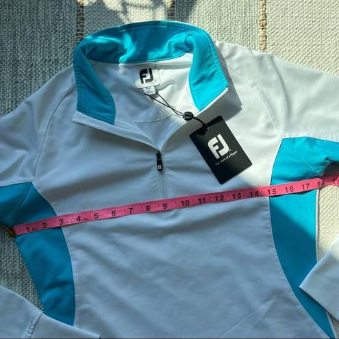 FootJoy  Sport Mid Later White Aqua 1/2 Zip Pullover Top Women’s Small