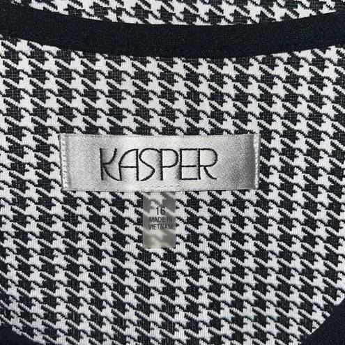 Houndstooth Kasper NWOT Size 16 Black & White  Zip Front Jacket Blazer