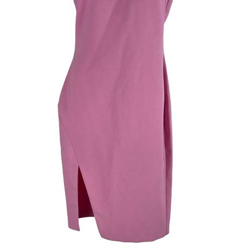 Likely  Helena One Shoulder Bodycon Dress Front Slit Pink Size 6