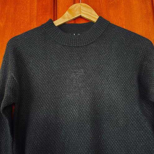 Quince Baby Alpaca Wool Blend Diamond Stitch Crewneck Sweater Black Size XS NEW