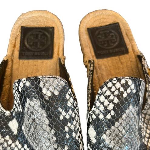 Tory Burch  Max Snake Print Leather Espadrille Slide Mule