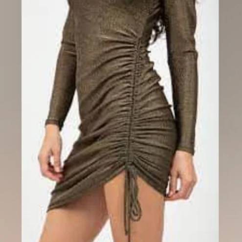n:philanthropy New  Demetra Black Gold Metallic Bodycon Dress Size Medium