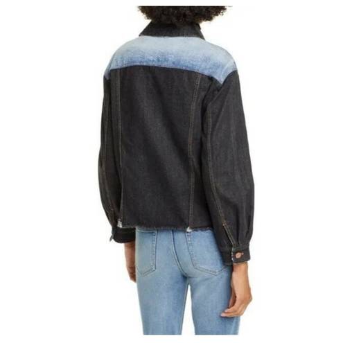 Rebecca Taylor  BLACK/INDIGO Colorblock Denim Jacket Size Medium M NWT