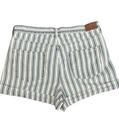 American Eagle Mom Shorts High Rise Blue/White Stripe