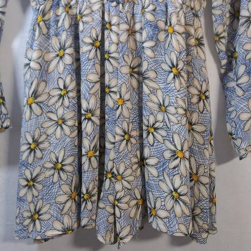 Daisy Into Blue Floral  Print Long Sleeve Dress Size 8