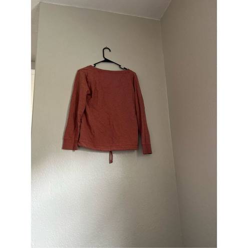 Life is Good  Womens Sz S Heathered Orange LS Pullover Sweatshirt Kangaroo Pocket