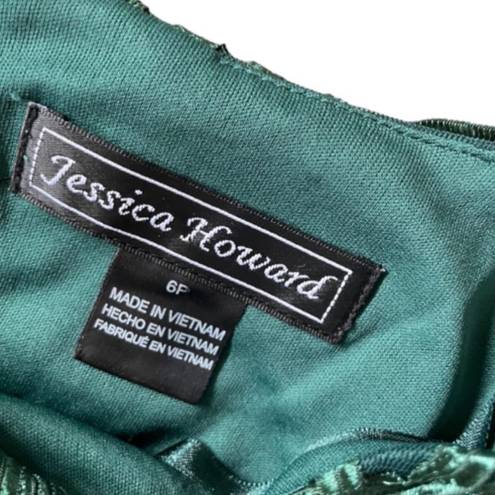 Jessica Howard Green Sleeveless Cocktail Dress Size 6 Petite