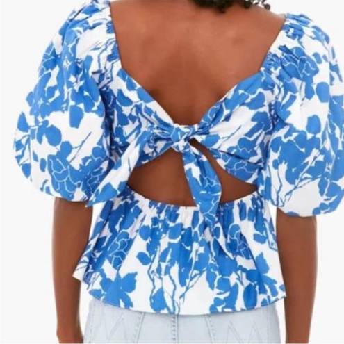 Tuckernuck  Hyacinth House Blue Floral Fiori Puff Sleeve Blouse NWT Size XS