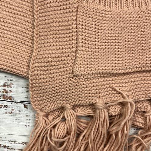 Pilcro  Anthropologie knit fringe scarf pockets blush pink